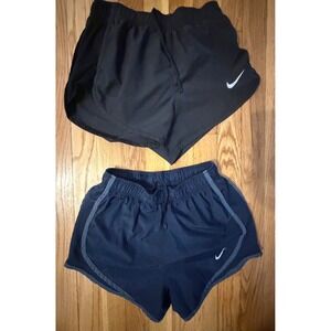 Nike Dri-FIT Running Shorts Bundle Womens XS Black Navy Blue Mesh 2 Pair Pack
